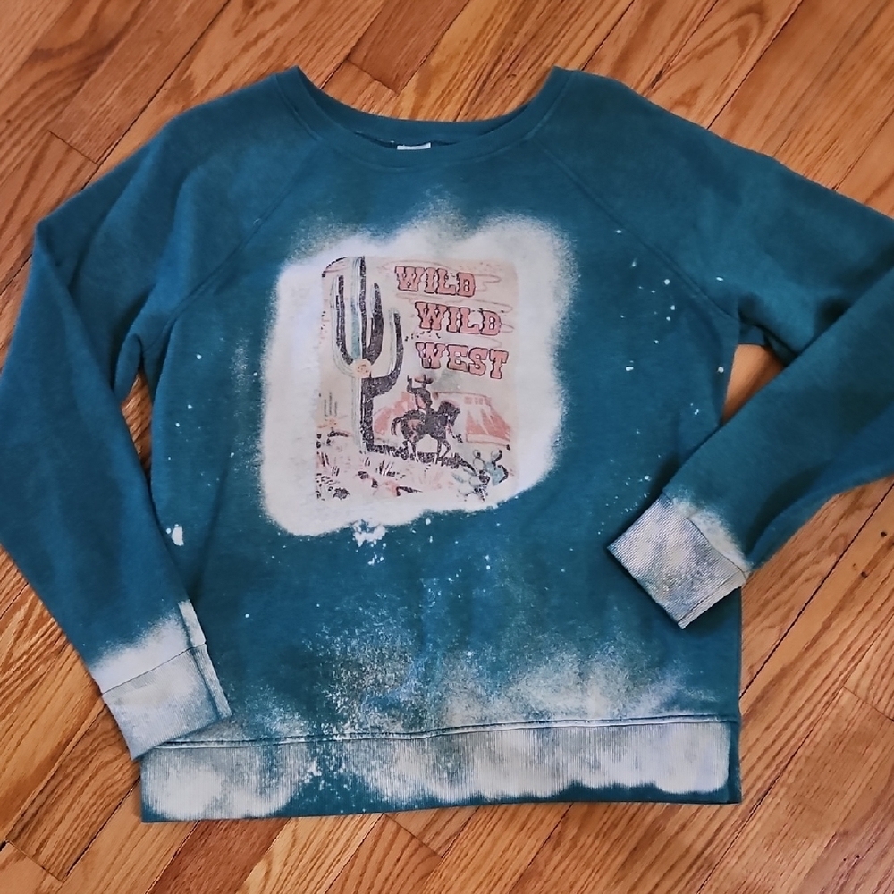 Teal Wild West Graphic Women's Sweater